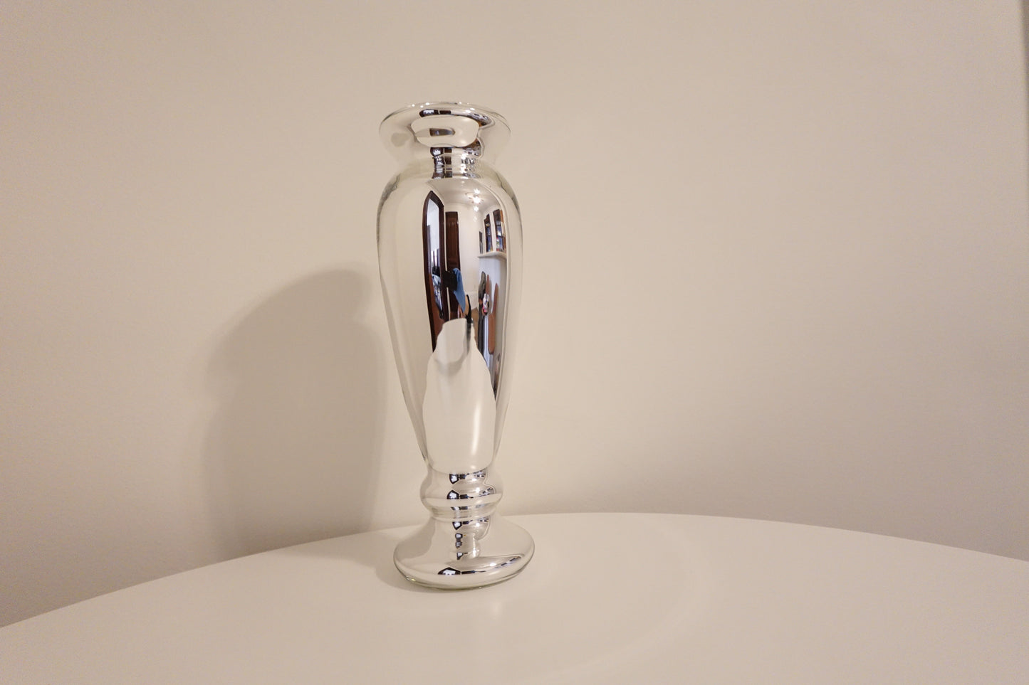 Vintage Silver Mercury Glass Decorative Vase, 14' in Tall