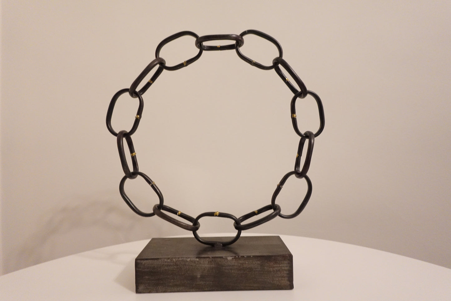 Chainlink Metal Art Sculpture for Shelving Decor, Coffee Table Decorating, Bookshelf Art