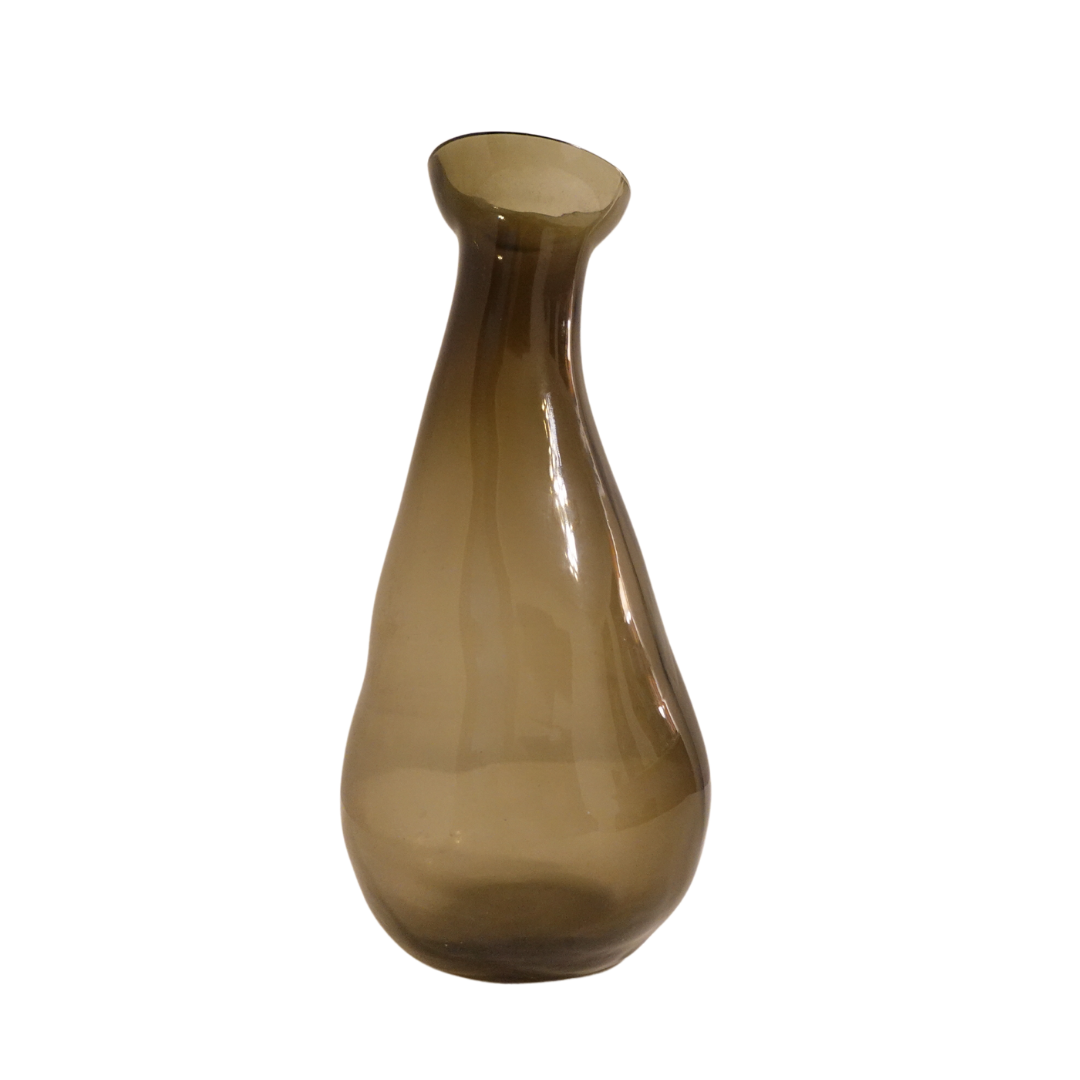 Curved Brown Smoked Glass Vase