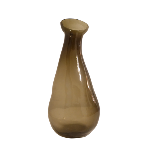 Curved Brown Smoked Glass Vase