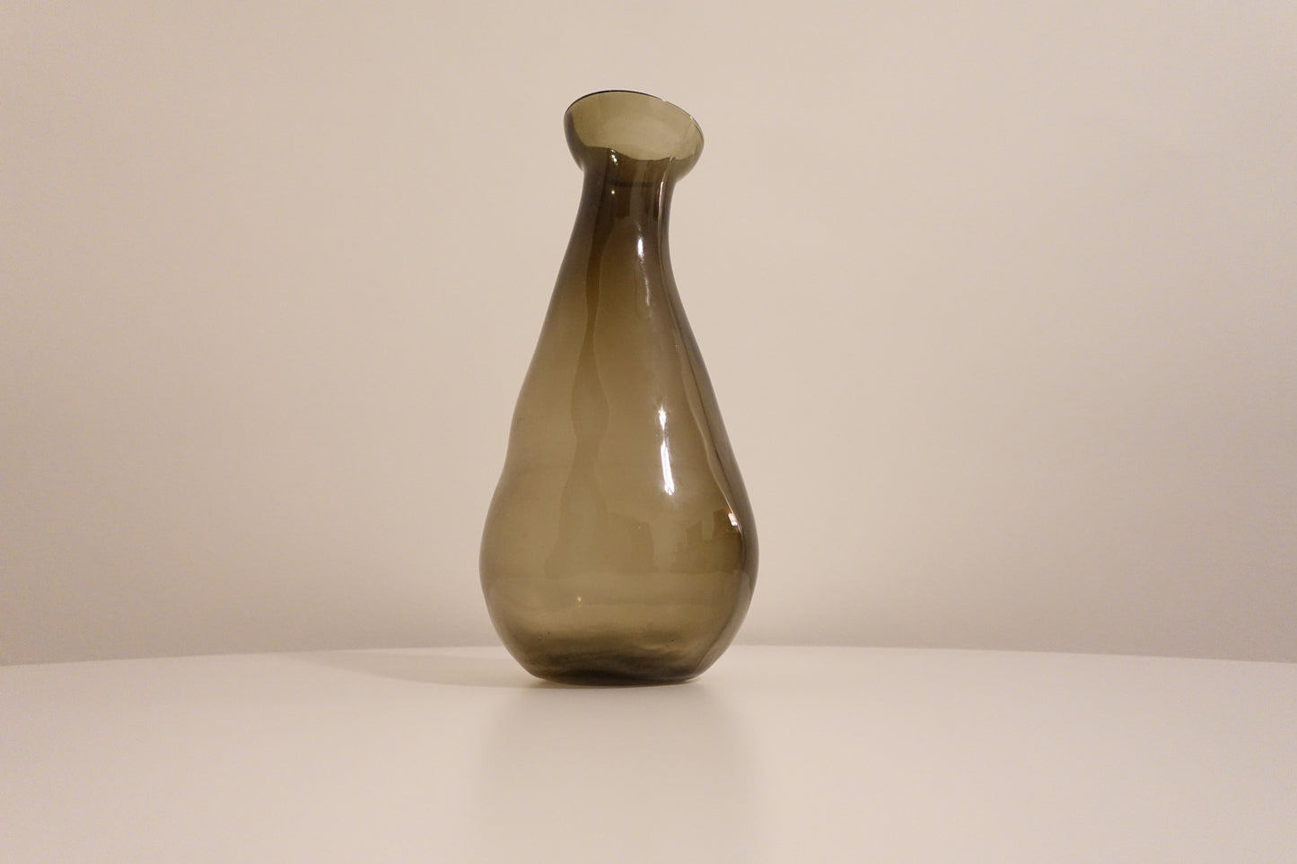 Curved Brown Smoked Glass Vase