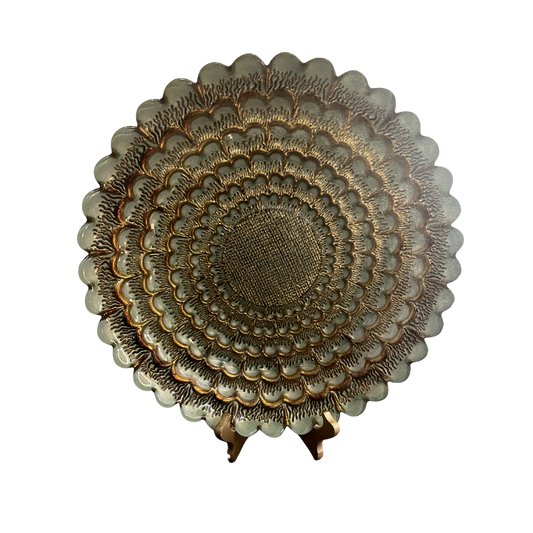 Handmade Peacock-Style Round Scalloped Bowl