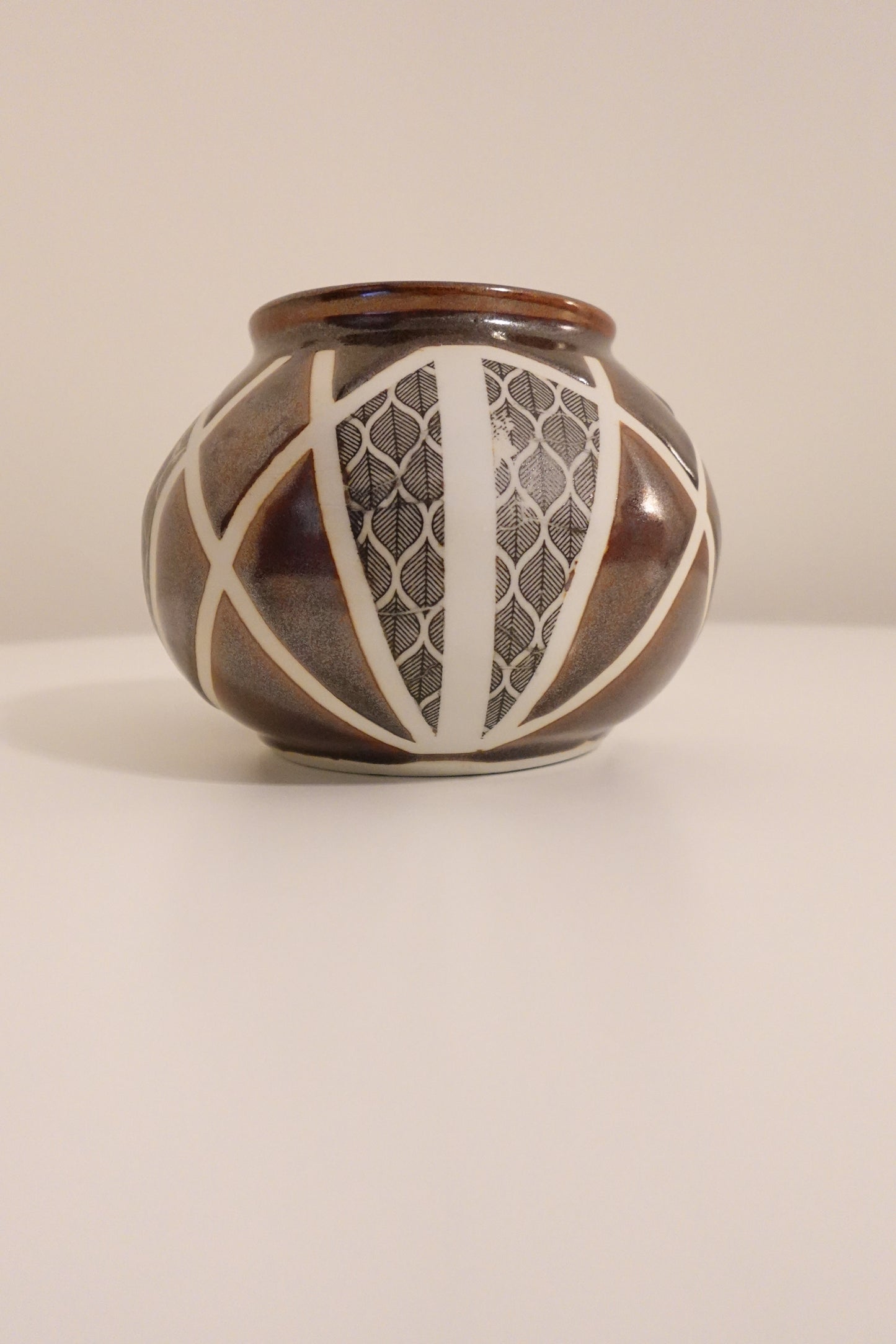 Handmade Glazed Brown & Textured Vase