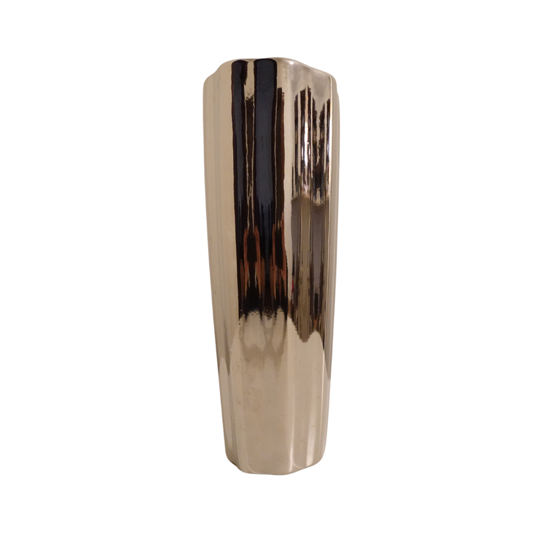 13 in. Tall Ribbed Metallic Cylinder Vase