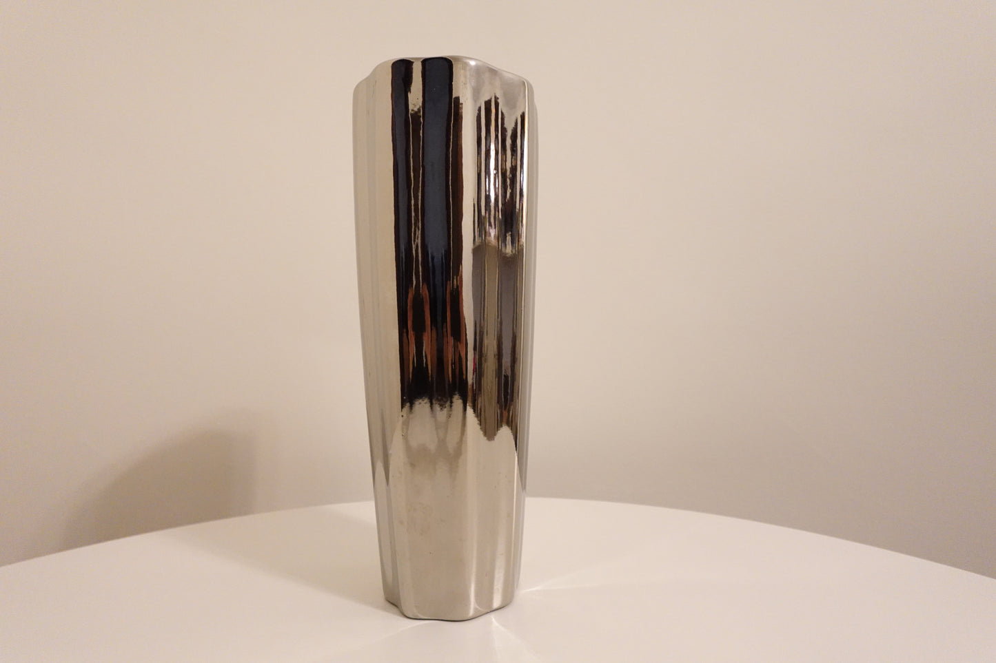 13 in. Tall Ribbed Metallic Cylinder Vase