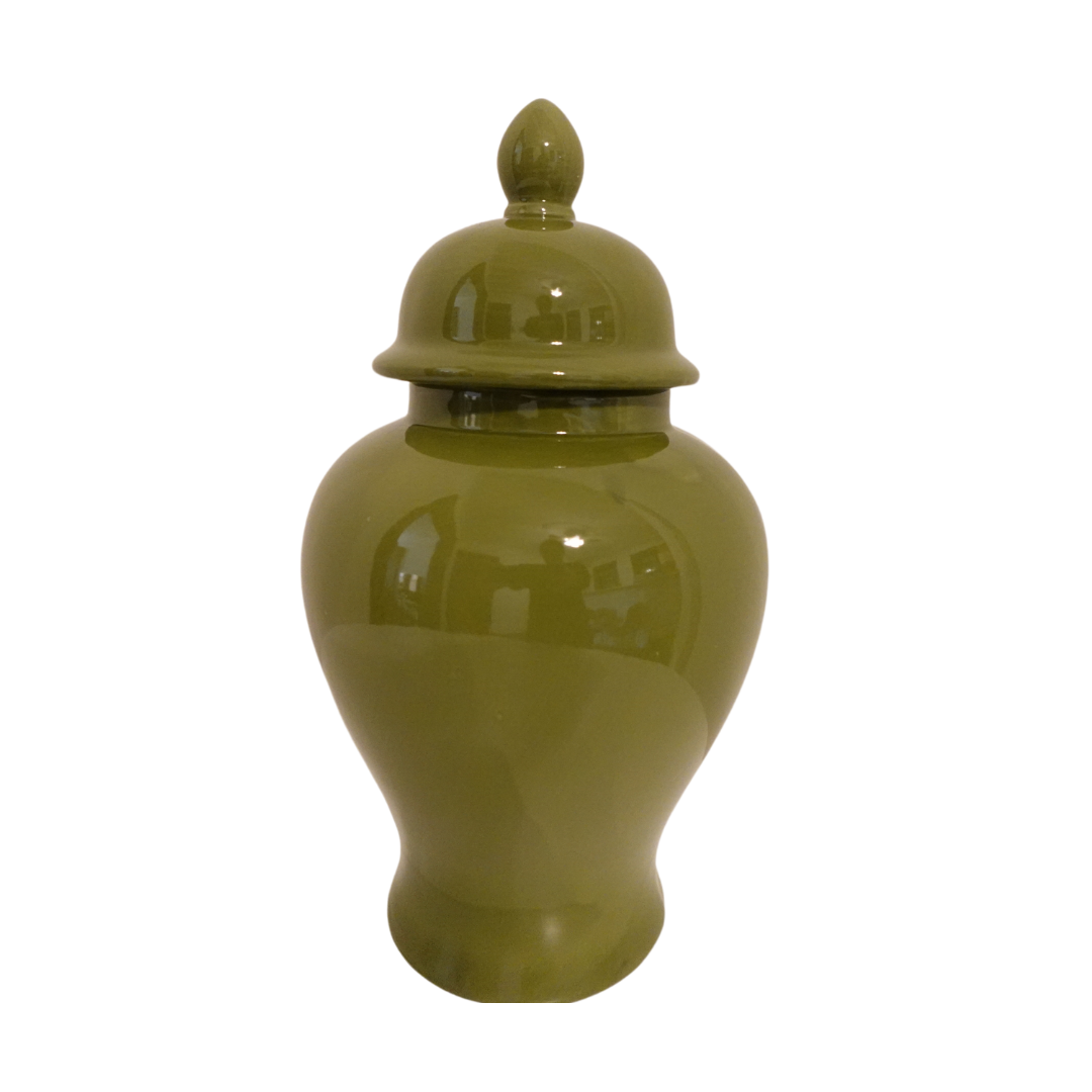 14 in. Tall Vintage Green Ginger Jar Vase