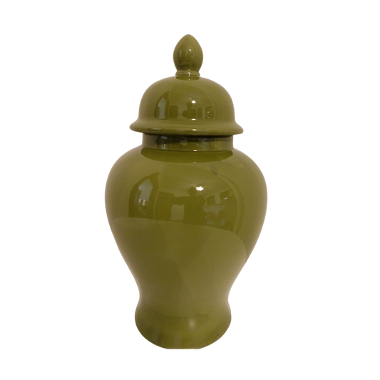 14 in. Tall Vintage Green Ginger Jar Vase