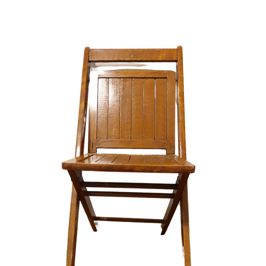 Early 1900s Antique Wood Slatted Folding Chair